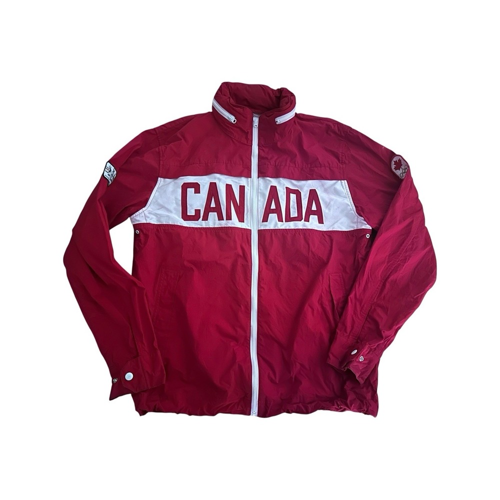 Team Canada Olympic‎ Jacket Hudson's Bay Red Full Zip Packable Hood Size M